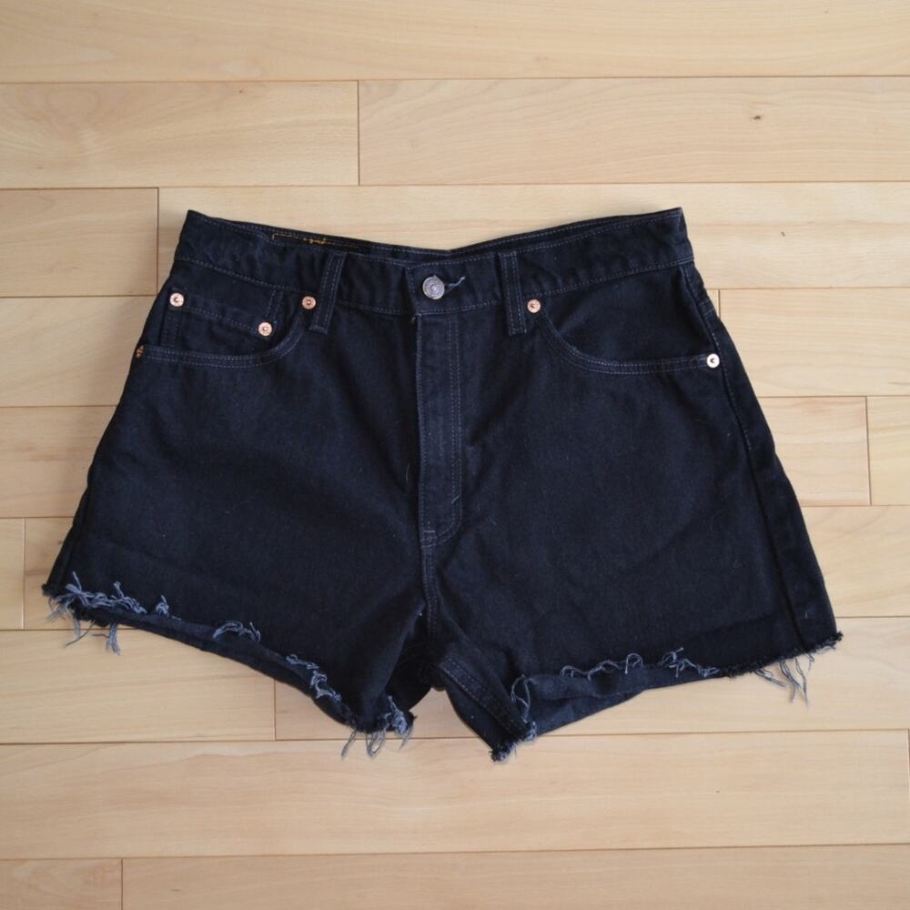 Vintage 90s Levis 555 Black Cut Off Jean Shorts Size S Guys Fit